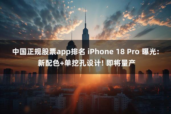 中国正规股票app排名 iPhone 18 Pro 曝光: 新配色+单挖孔设计! 即将量产